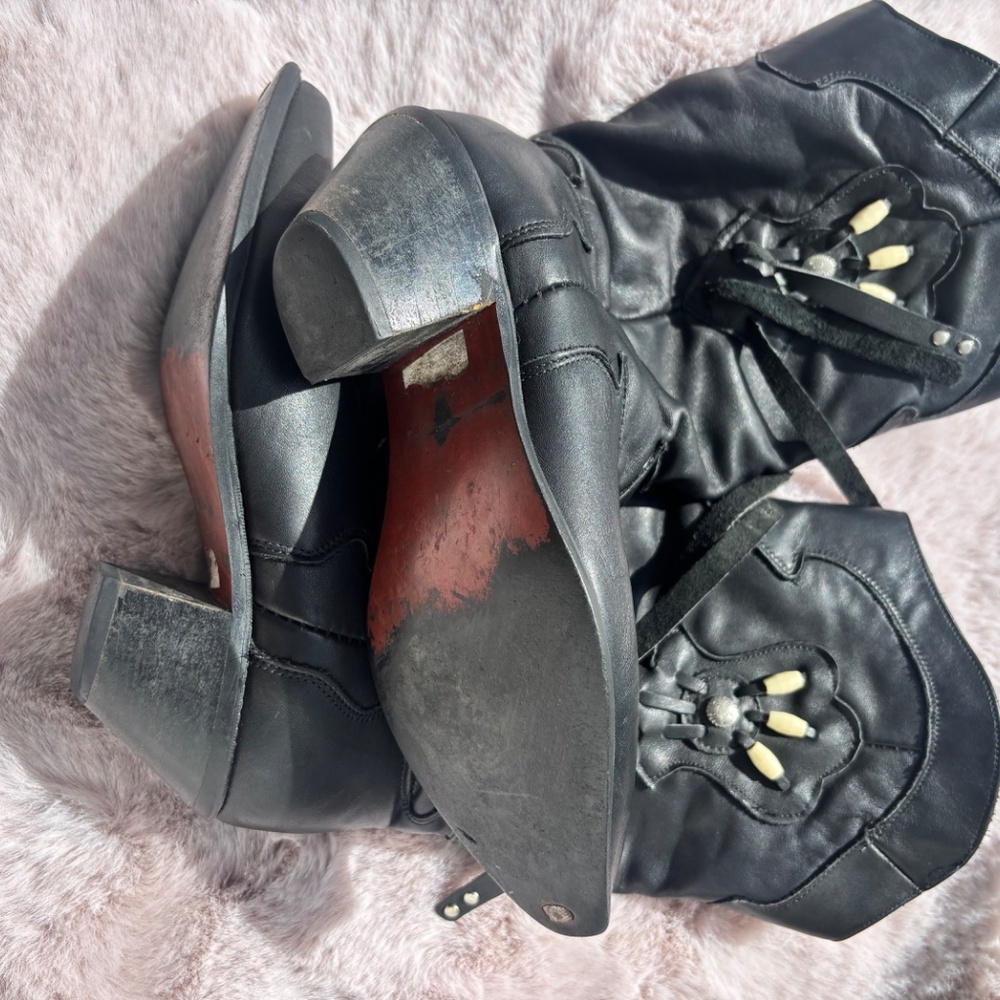 Code West Great Western Boots Black with Tassels Sz 6M - Picture 6 of 8